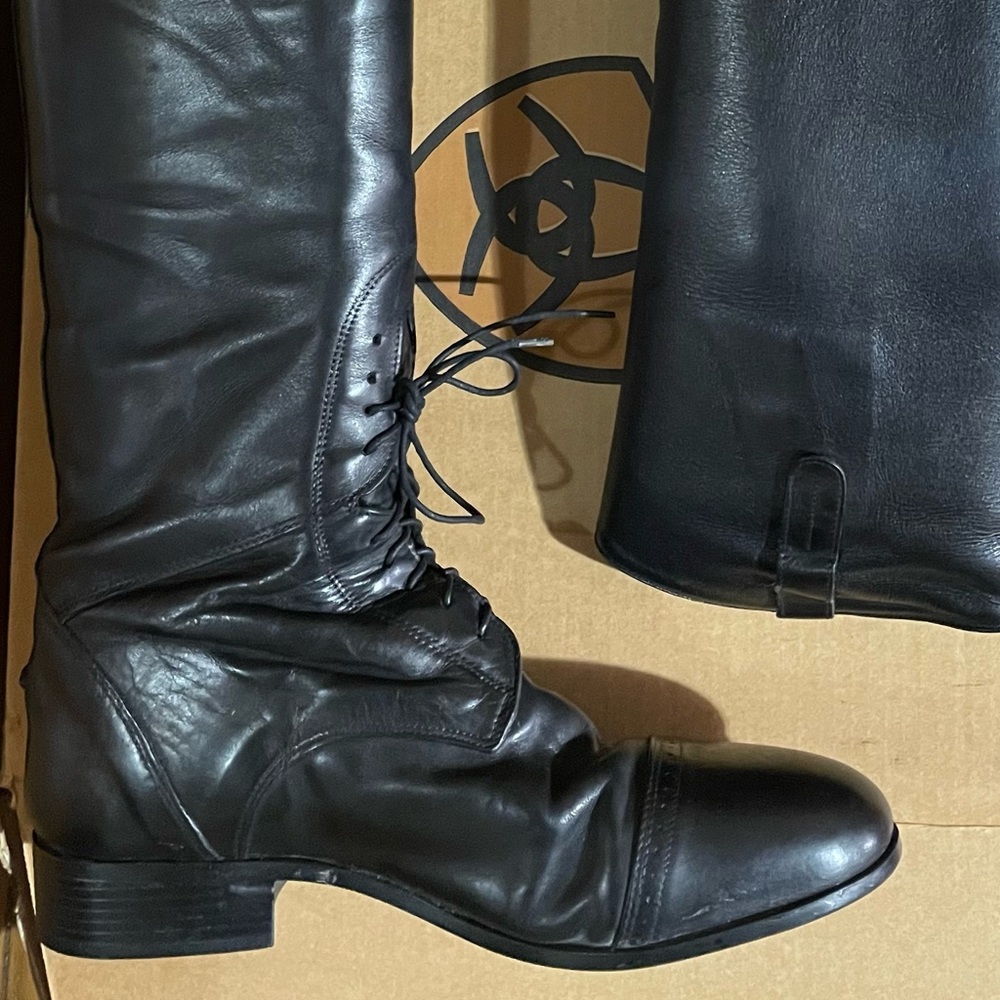 ARIAT Crowne Field Riding Horse Show Boots Black Leather Women’s 10 Tall Slim - Picture 10 of 10
